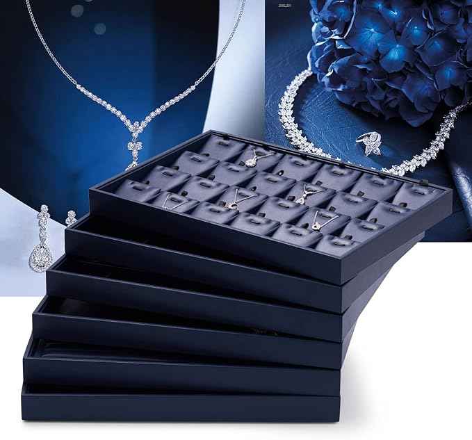 Oirlv Stackable 24 Gird Necklace Organizer Tray