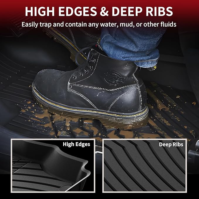 LASFIT Floor Mats for Mercedes Benz GLE SUV 2020-2026 350/450 / 450e / 580/53 AMG / 63 AMG S (Not Fit for Coupe), All Weather TPE Floor Liners Custom Fit GLE Car Mats, 1st & 2nd Row Set, Black