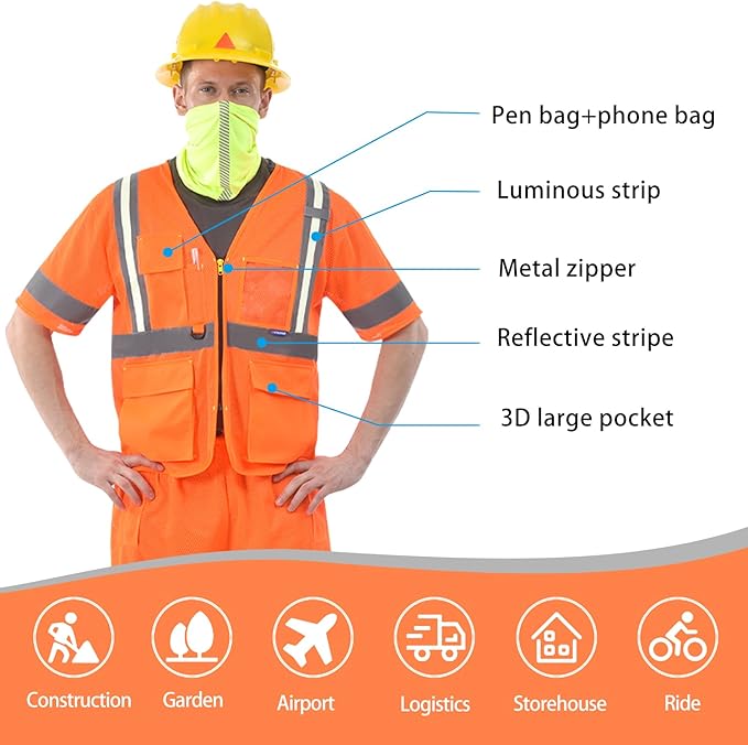A-SAFETY High Visibility Reflective Safety Vest Customize Logo (XS-8XL)