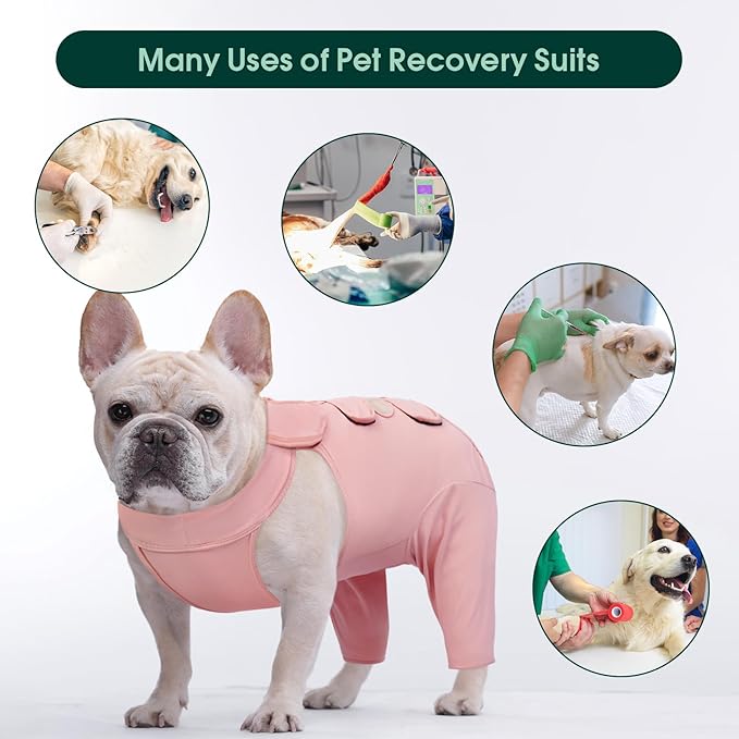 Kuoser Dog Recovery Suit for Rear Legs, Thigh Wound Protective Sleeve for Dogs, Dog Recovery Sleeve for Female Male Dogs, Dog Onesie After Surgery Pet Surgical Suit for Spay Neuter, Pink M