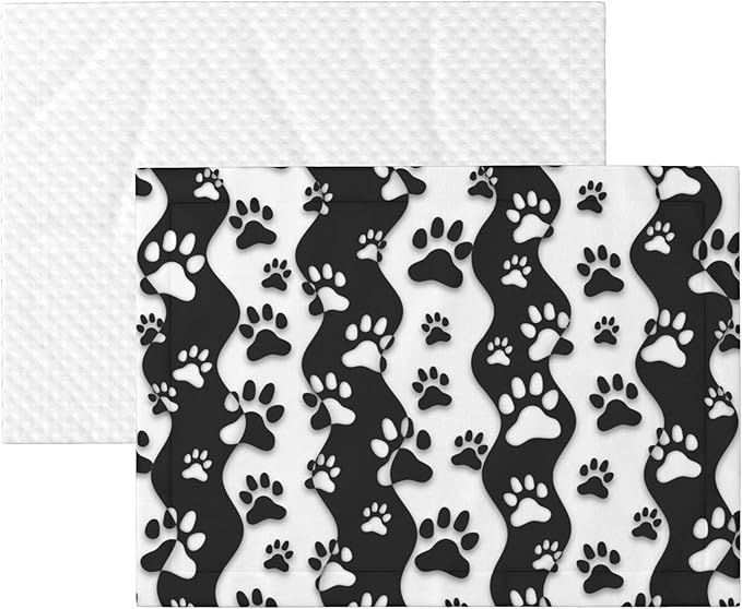 Black White Paw Throw Blanket - Stripes Blanket for Dog Cat Pet Blankets 23x16 for Couch Sofa Bed