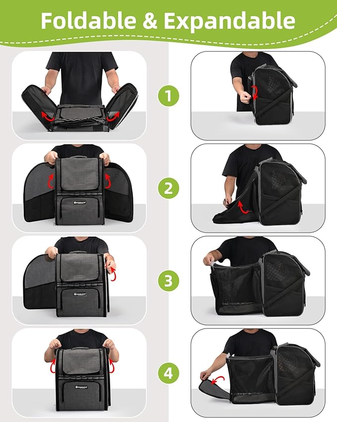 Cat Carrier Backpacks with Expandable Breathable Mesh, Pet Carrier Backpack for Cats Small Dogs Puppies Up to 20 Lbs, Dogs Carrier Backpack Great for Outdoor-Dark Black