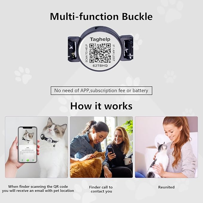 2 Pack Stars and Moon, Solid & Safe Safety Plaid Kitten Collars with QR ID Tag for Girl Boy for Cats, Pet Collar, Breakaway Cat Collar,Silent, Lightweight,Durable QR Code Pet ID Tags (Black&Blue)