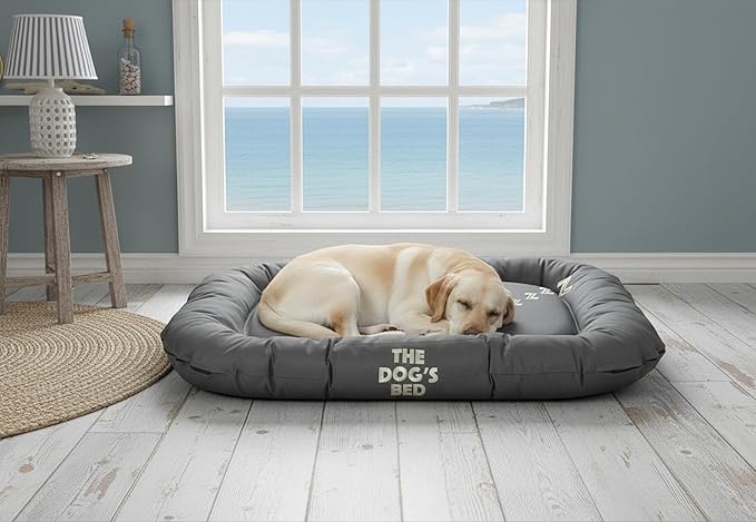 The Dog’s Bed Waterproof Dog Bed for Large Dogs, Grey – Durable Washable Dog Bed for Indoor & Outdoor Use, Tough Oxford Fabric, Removable Cover, Crate Kennel Car Travel Bed