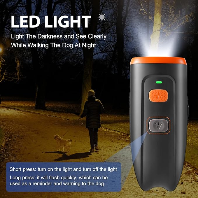 Ultrasonic Dog Barking Control Device, Anti Barking Device Dog Barking Silencer with LED Light, 3 Training Modes Bark Deterrent Devices 20ft Range Dog Training & Behavior Aids w/SOS