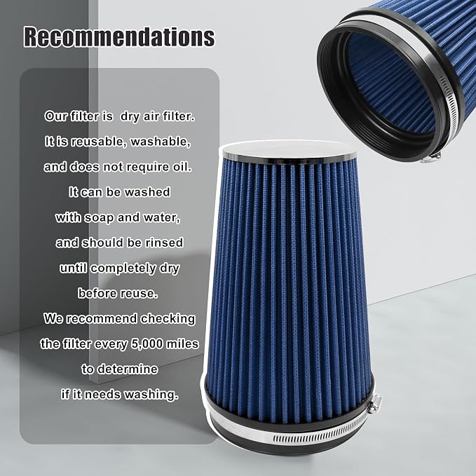 RYANSTAR RACING 152mm 6" High Flow Round Tapered Cone Closed-Top Washable