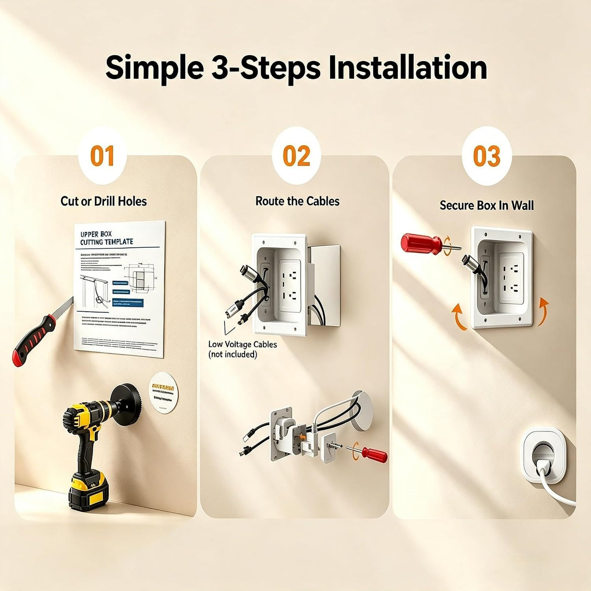 in Wall Cable Management Kit TV Cable Hider Wall Kit Recessed TV Outlet Box