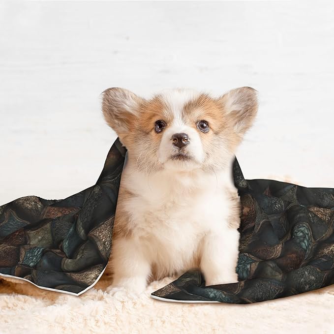 Waterproof Dog Blanket Soft Pet Blanket for Puppy Cat, Fleece Cat Throw Blankets for Furniture Bed Couch Sofa Reversible - Realistic Scales 1