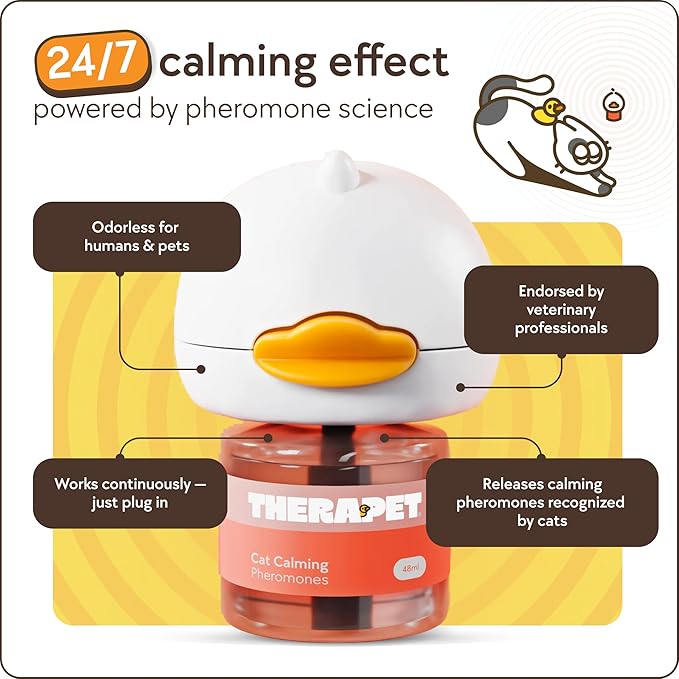 TherapetMD 60-Day Cat Calming Diffuser - Cat Pheromone Diffuser for Stress, Pee Spraying, Cat Fighting, Aggression, Excessive Meowing & Scratching - 60-Day Refill Included