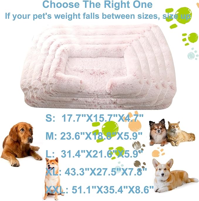 Dog Beds Large Sized dog Orthopedic, Sofa Dog Bed with Waterproof Lining and Nonskid Bottom, Rectangle Washable Dog Bed for Medium Small Dogs and Cats Comfortable ( Color : Pink , Size : 23 x 18" )