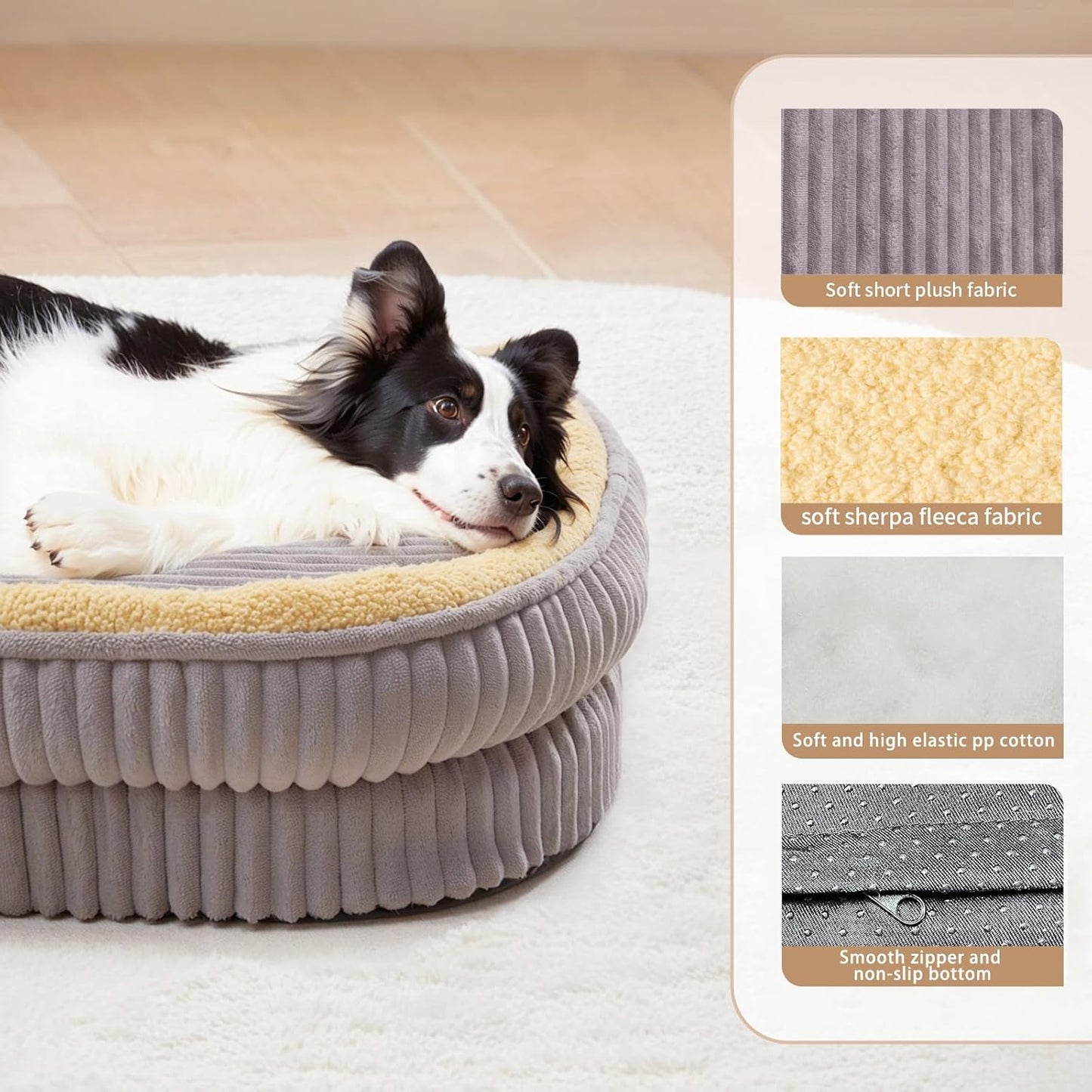 Orthopedic Dog Bed for Extra Large Dogs Breeds, High Density Egg Crate Foam Dog Sofa Beds,Oval Kennel Bed, Pet Couch Bed with Four Sided Bolster, Removable Washable Cover& Non-Slip Bottom