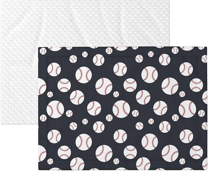 Reversible Plush Dot Pet Blanket for Dogs and Cats, Baseball Softball Grey, Ultra Soft Two Sided Design with Warm Fuzzy Side and Smooth Side for Comfort