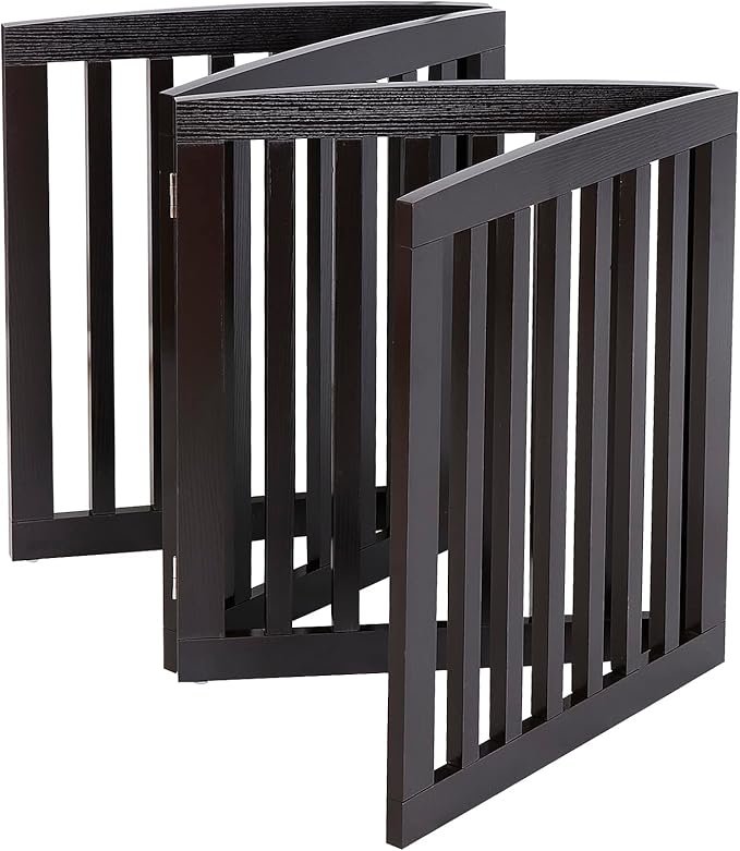 ZENY Freestanding Pet Gate for Dogs - 4 Panels Indoor Foldable Dog Fence for Stairs, Hallways, or Doorways - 82x24-Inch Freestanding Dog Gates, Brown