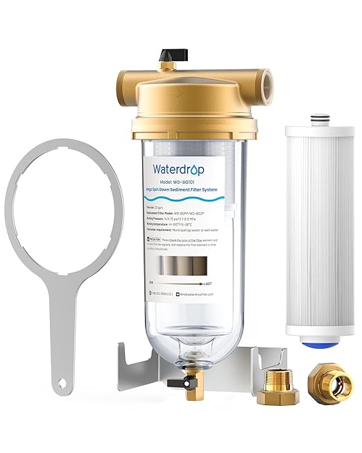 Waterdrop Mega Spin Down Sediment Filter, Reusable Whole House Water Filter