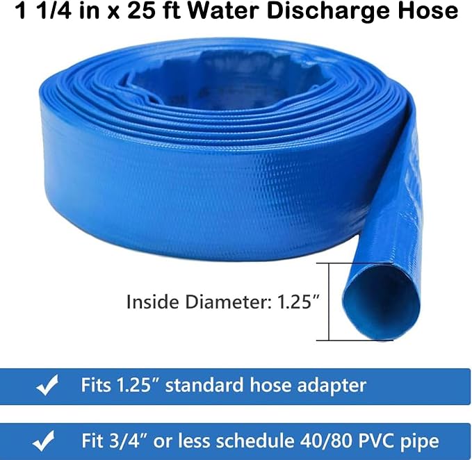 Eastrans 1 1/4 IN x 25 FT Pool Backwash Hose, Heavy Duty Flat Discharge Hose