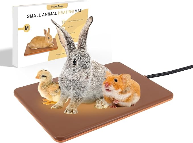 Small Animal Heating Pad, Small Animal Bed, Outdoor/Indoor Winter Thermal Heating Pad for Rabbits, Guinea Pigs & Chickens, Waterproof & Chew-Resistant, 20W, Energy-Efficient, 11.8 x 8.2 in