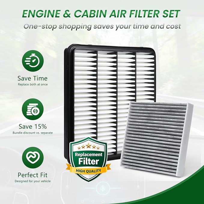 Engine & Cabin Air Filter Set for LX570, LAND CRUISER, LAND CRUISER, Replace