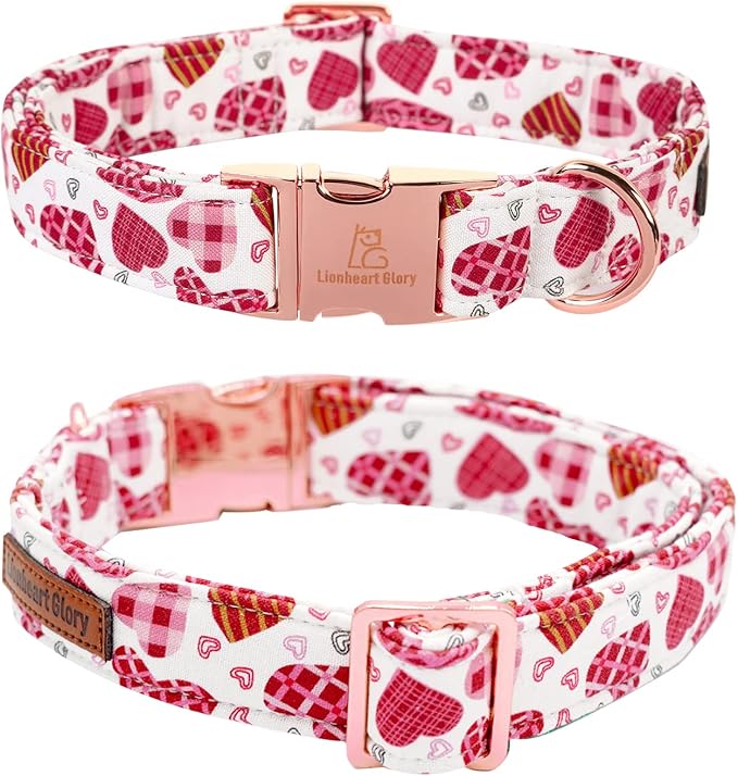 Lionheart glory Heart Dog Collar, Adjustable Dog Collar with Bowtie, Pet Gift Collar for Dog Soft Bowtie Dog Collars for Medium Dogs
