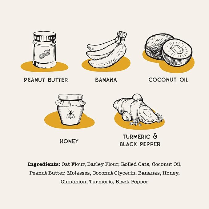 Dog Treat Naturals: Superfood Bites - Peanut Butter & Banana - 8oz Bag, Healthy Snacks, Chewy Reward, Turmeric for Joint Health (Pack of 2)
