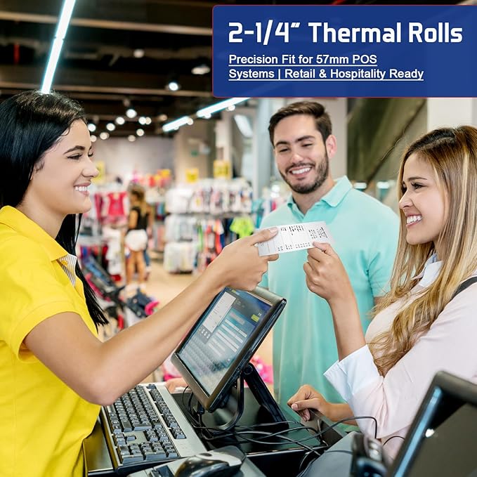 Premium 2 1/4 x 85 Thermal Paper Rolls - BPA Free Credit Card Receipt Paper, 50 Rolls/Case for POS & ATM Systems