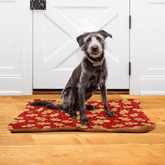 Christmas Gingerbread Cookie Pet Bed Cute Dog Bed Mat Absorbing Non Slip Pad Pet Sleeping Mat for Small, Medium, and Large Dogs Puppy Cat 24 in x 18 in