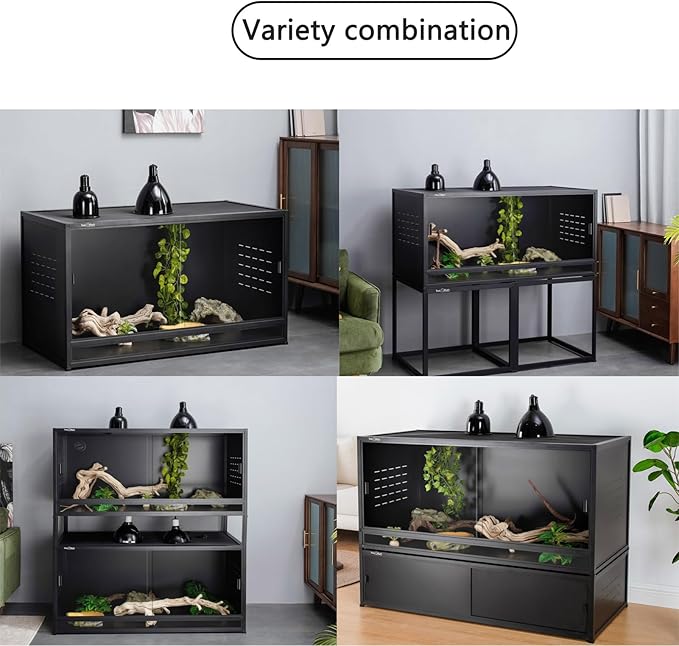 Stackable Space Efficient Reptile Enclosure 44"x20"x20", Reptile Tank 4 Packs for Bearded Dragon and Ball Python, Expandable Snake Terrarium with Front Opening, Combination Lock