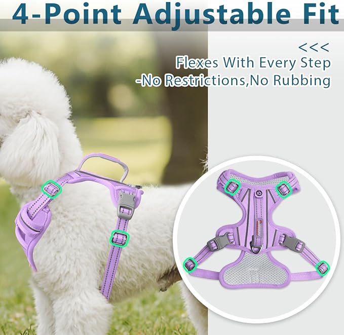 BARKBAY Dog Harness No Pull Oxford with ID Tag Pocket - Heavy Duty, Reflective, Easy Control for Large Dogs(Violet Purple Oxford,S)