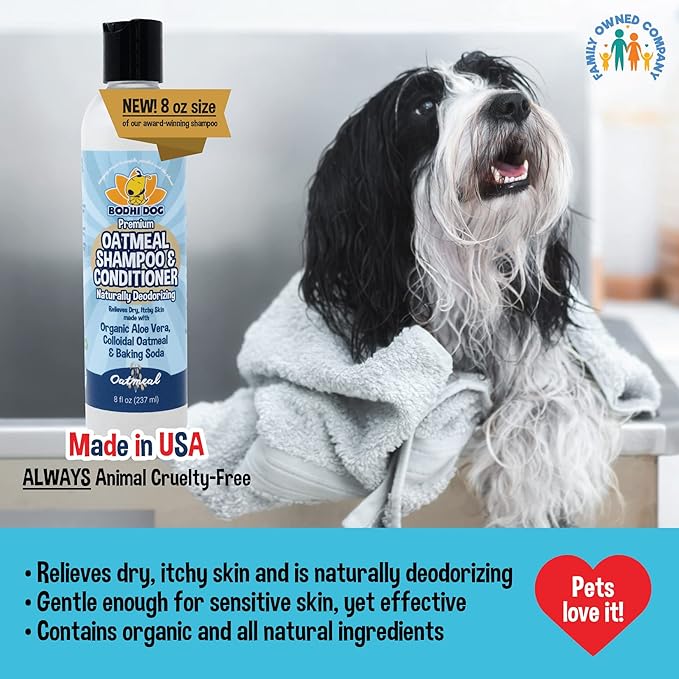 Bodhi Dog Baby Powder Scented Cat & Dog Cologne 4oz + Oatmeal Dog Shampoo & Conditioner for Pet Grooming 8oz | Moisturizing Shampoo for Sensitive Skin | Grooming Bundle