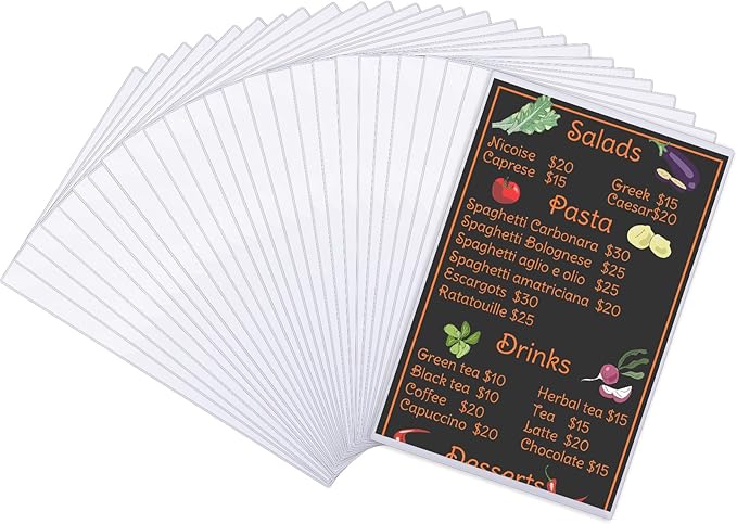 Henoyso 25 Pcs 8.5" x 14" Menu Cover Rigid Print Protectors Clear Heavy Duty Menu Holder Poster Protector Sleeve Hard Plastic Paper Sleeves for Page Sheet Photographs Document Birth Certificate