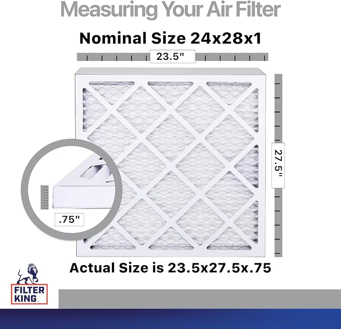 Filter King 24x28x1 Air Filter | 4-PACK | Carbon MERV 8 HVAC Pleated A/C