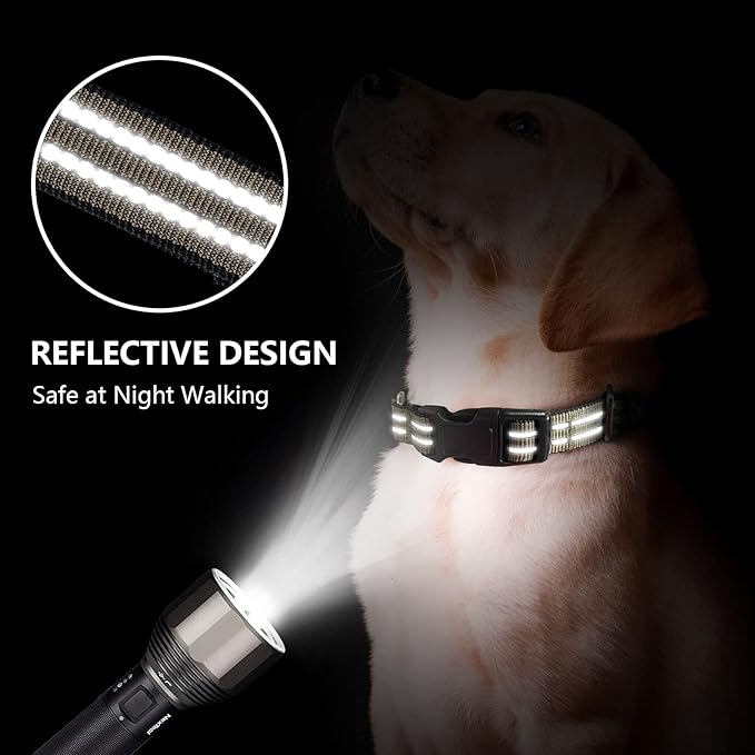 Martingale Dog Collar, Adjustable Nylon Reflective Collar with Buckle No Pull Dog Collar for Small Medium Large Dogs (ArmyGreen L)