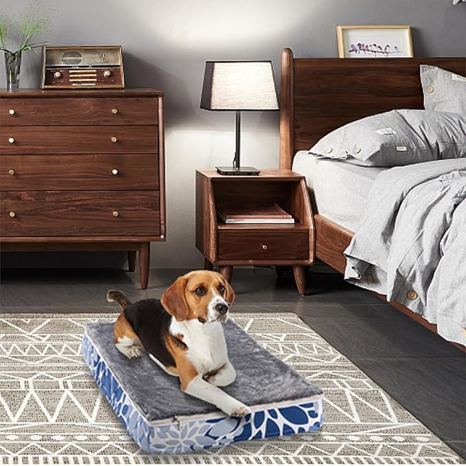 Dog Bed Medium Large Size Dog Sleeping Mat Dogs Orthopedic Foam with Bolster Washable Pet Bed with Removable Cover