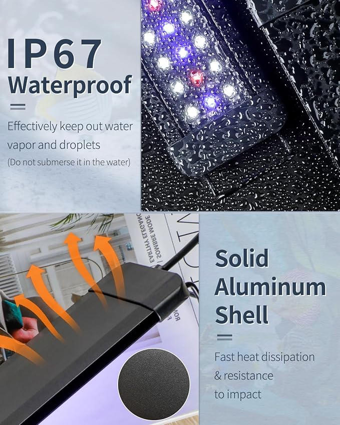 Pawfly 11 W Terrarium Light for 12" to 18" Terrarium Extendable Reptile Tank Light with Full Spectrum Brilliant White Blue Red Lights with Day & Night Modes and Adjustable Brightness