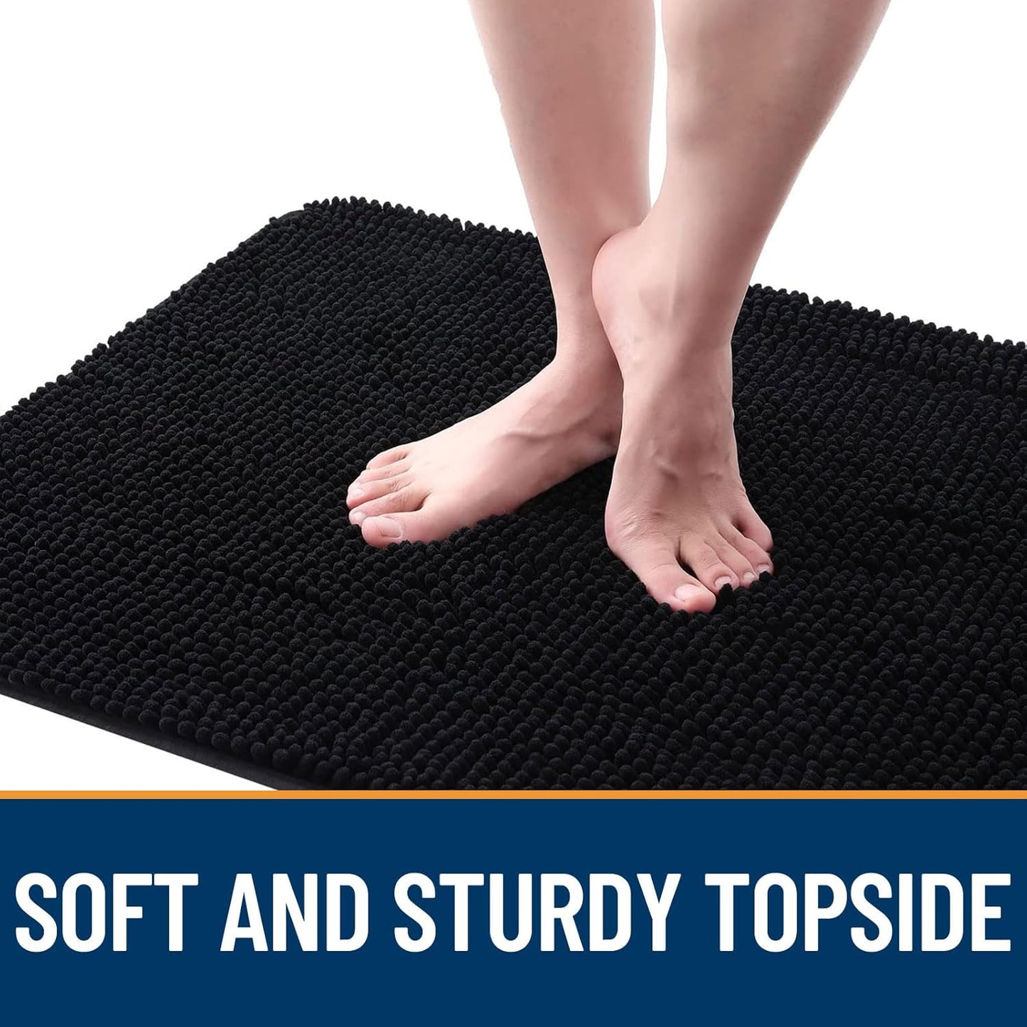OLANLY Dog Door Mat for Muddy Paws 47x24, Absorbs Moisture and Dirt, Absorbent Non-Slip Washable Doormat, Quick Dry Chenille Mud Mat for Dogs, Entry Indoor Entryway Carpet for Inside Floor, Black