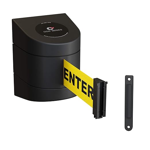 Crowd Control Warehouse - CCW Series WMB-220 Fixed Wall Mount Retractable Belt Barrier - 15 Foot, Caution Do Not Enter Belt with Black ABS Case