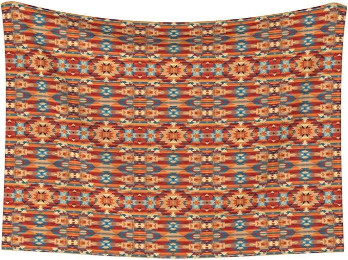 Reversible Plush Pet Blanket for Puppies Kittens, Ethnic Tribal Navajo Indiana Western Southwest, Double Sided Gentle Dot Texture for New Pets Adjusting to Home Environment Softly