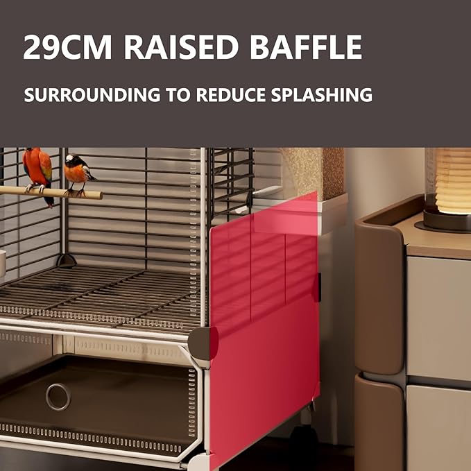 Large Parrot Cage with Acrylic Doors, 4 Casters, Perch & Feeder, Detachable Drawer, Ideal for Cockatiels, Budgies, Conures, Indoor/Outdoor Use – Spacious White Birdcage(Black,36 * 36 * 106)