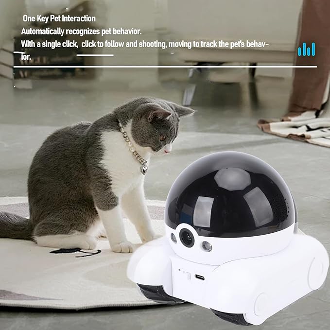Movable Pet Camera with Double Lens 1080P Dual Rotating Picture Watching Wireless Indoor Security Camera for Cats Dogs