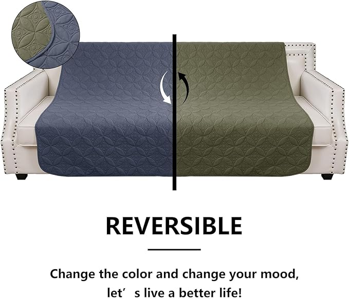 Waterproof Dog Blanket, Small Pet Couch Covers for Sofa, Chair Bed Furniture Protector from Dogs Washable and Reversible-(30"x30",Blue+Green and 52"x82", Blue+Green)
