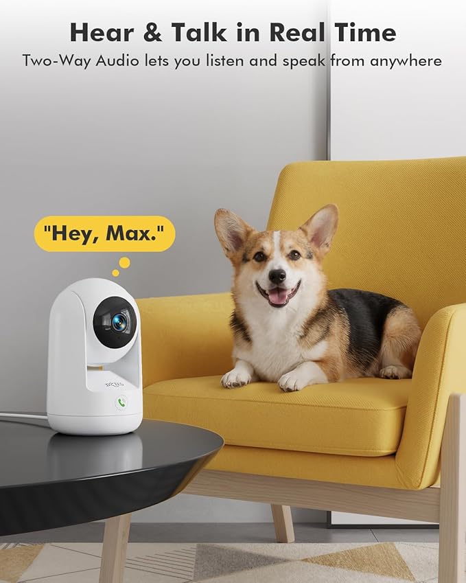 Dzees 2K Indoor Security Camera 2 Pack, 360 Degree WiFi Pet Camera with Phone App, 5G and 2.4G, Wired Home Camera with 2-Way Audio, Motion Tracking, Night Vision, White