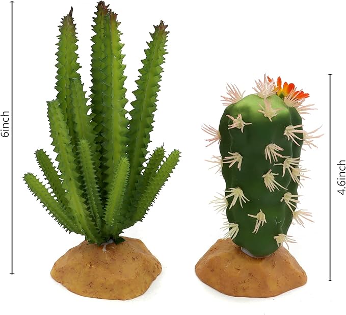 JIHAQUA Reptile Plants Succulent, Artificial Desert Rain Forests Plants for Lizard Bearded Dragon Chameleon Gecko Snake Amphibian Terrarium Decor (Set 2)
