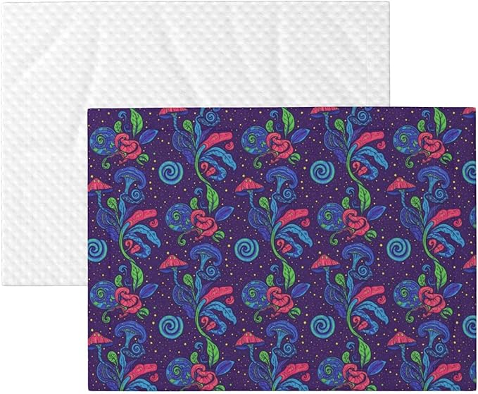 Reversible Dog Blanket for Beds Couches, Colorful Doodle Surreal Landscape Fantastic Mushroom, Double Sided Cat Blanket with Textured Dot Feel and Smooth Feel for Seasonal Comfort All Year