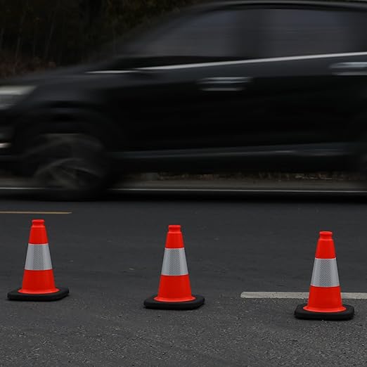 OrangeStar 8 Pack 12" Orange Traffic Safety Cones, PVC Parking Construction Cones w/Reflective Collar, Heavy Duty Base for Driving Practice, Parking Lots and Roadwork