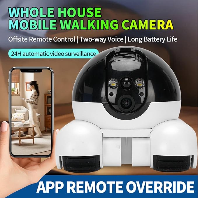 Zunate 4G Movable Pet Camera with Dual Lens, 1080P Indoor Home Security Cam, 2 Way Audio, 5200mAh Rechargeable Battery, Remote APP Control for Dogs Cats Monitoring (128G 200W)