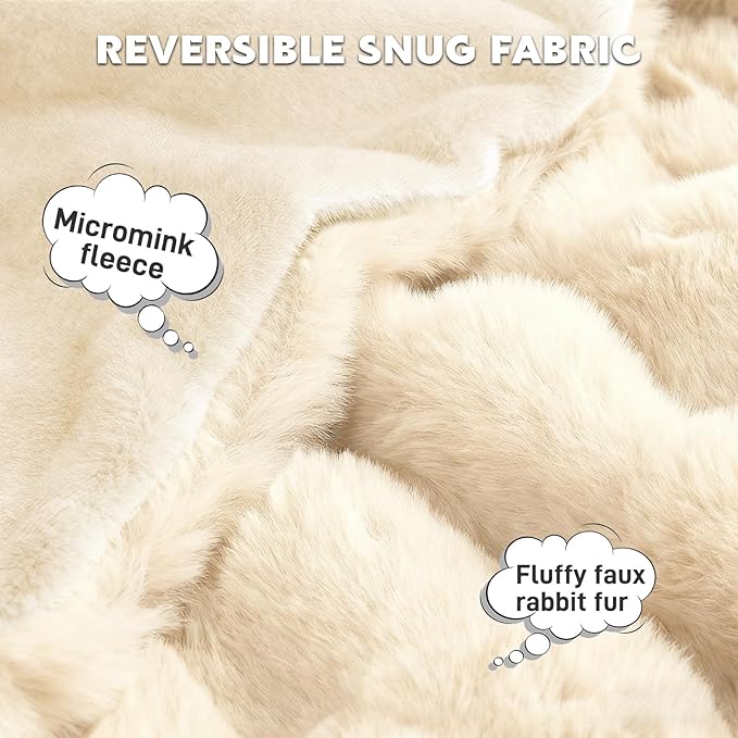 Waterproof Dog Blanket for Sofa Bed Couch, Couch Cover Blanket Fluffy Faux Rabbit Fur Reversible Furniture Protection, Pet Blanket for Medium Large Dogs Cats