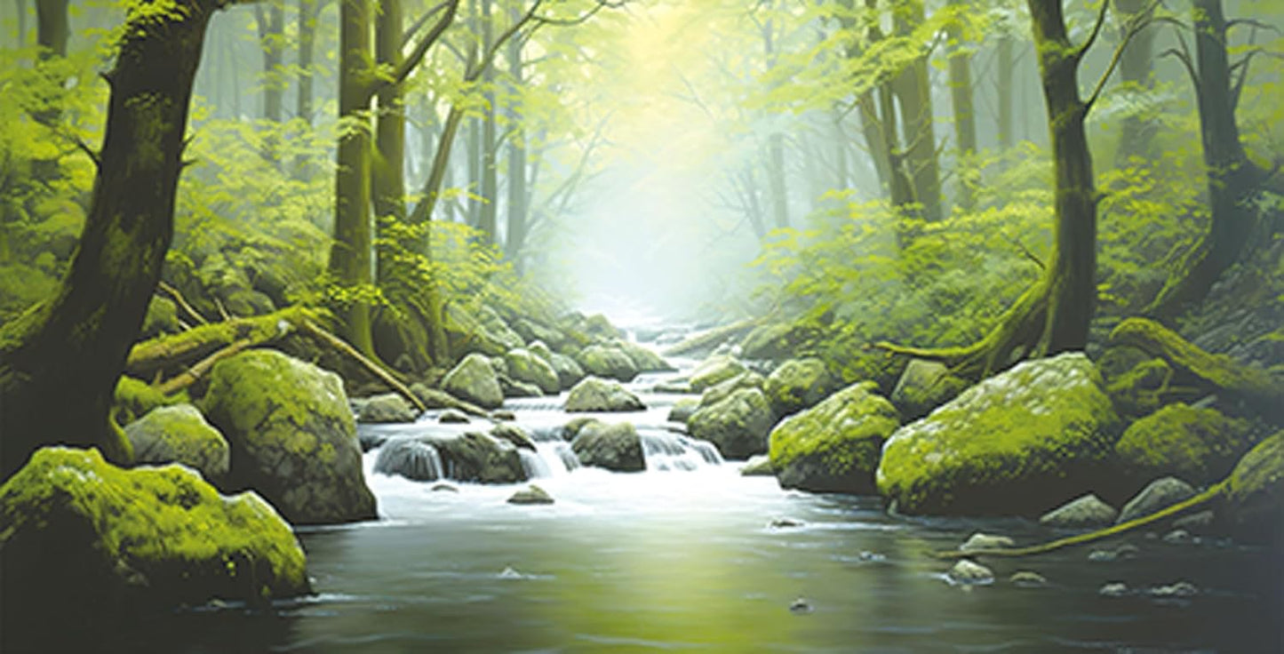 72X24IN Tropical Forest Terrarium Background, Natural Green Forest Tree Reptile Habitat Background, Misty Rainforest Aquarium Background, with 8 EVA Double-Sided Tape