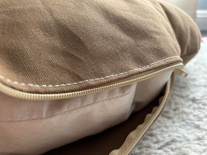 Organic Cotton Canvas Dog Bed: Removable Cover, Natural Fill - Made in USA (Medium Brown, X Large 42" x 8" inches)