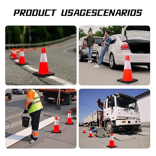Traffic Safety Cone 18 Inches, with Reflex Collars of Parking Lots, Lane Road Traffic Control Construction Driving Safety Cone 12 Pack