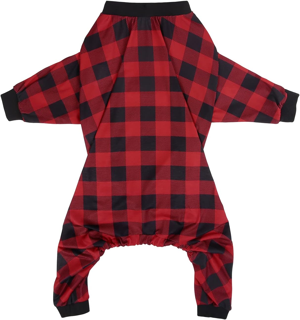 HDE Dog Pajamas One Piece Jammies Jumpsuit Pet Clothes Outfit Stretchy Lightweight Comfy Shirt Pjs for M-3XL Dogs Buffalo Plaid - L