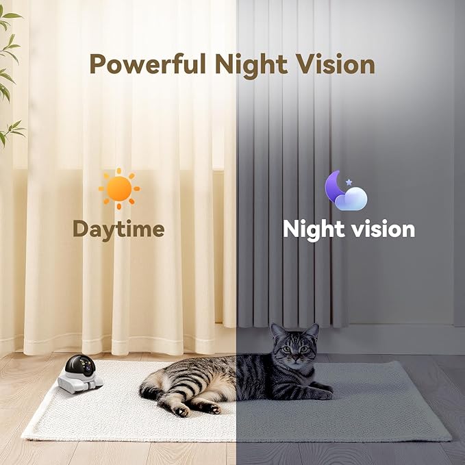 AEZ Robot Camera on Wheels 1080P Dual Lens,Indoor Movable Security Camera with 2-Way Talk,Blinky Bot with Night Vision,Distance Bot App Control for Cats/Dogs/Baby/Elderly (SD/Cloud Storage)
